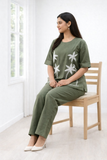 Evergreen Elegance Two-Piece Set With embroidery