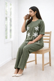 Evergreen Elegance Two-Piece Set With embroidery