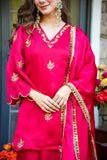 Royal Fuchsia Pink Festive Wear Silk Sharara Suit for Women