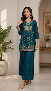 Peacock Teal Elegance Designer Ethnic Wear for Women
