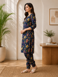 Classic Navy Garden Kurta Pant Collection