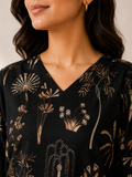 Designer Black Floral Embroidered Kurta Pant Set for Women