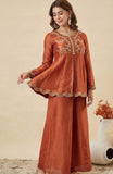 Cinnamon Glow Embroidered Palazzo Set