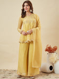 Golden Bloom Embroidered Ethnic Ensemble