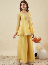 Golden Bloom Embroidered Ethnic Ensemble