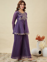 Lavender Grace Embroidered Ethnic Ensemble