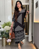Wiora Noir Grace Cotton Slub Co-ord Set with Mirror Work On Neck