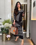 Wiora Noir Grace Cotton Slub Co-ord Set with Mirror Work On Neck