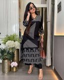 Wiora Noir Grace Cotton Slub Co-ord Set with Mirror Work On Neck