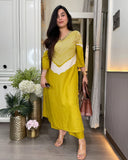 Wiora Sunshine Chevron Cotton Slub Co-ord Set with Mirror Work On Neck