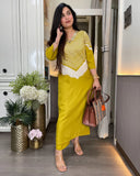 Wiora Sunshine Chevron Cotton Slub Co-ord Set with Mirror Work On Neck