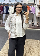 Women’s Stylish Floral Embroidered Full Sleeve Fashion Shirt