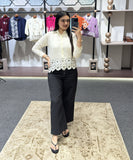WIORA Women’s Stylish Embroidered Casual Shirt with Floral Border & Fancy Collar