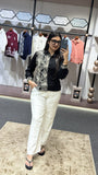Women’s Black Statement Floral Embroidery Smart Casual Shirt