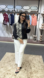 Women’s Black Statement Floral Embroidery Smart Casual Shirt