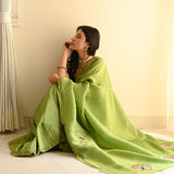 Designer Satin Silk Green Saree with Elegant Embroidery Work