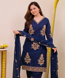 Women's Luxury Embroidered Navy Blue Traditional Kurta Pant Set