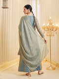Fandy Silk Embroidered A-Line Kurta Palazzo Set with Dupatta for Women