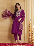 Signature Wine Purple Embroidered Suit Set