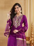 Signature Wine Purple Embroidered Suit Set