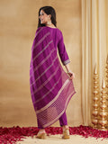Signature Wine Purple Embroidered Suit Set