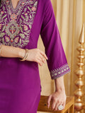 Signature Wine Purple Embroidered Suit Set