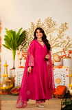 Rani Pink Elegance Kurta Palazzo Set