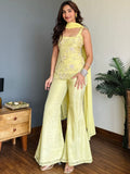 Lemon Bloom Embroidered Sharara Set