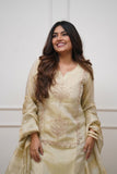 Royal Ivory Heavy Chinon Embroidered Kurta Palazzo Set with Dupatta
