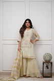 Royal Ivory Heavy Chinon Embroidered Kurta Palazzo Set with Dupatta