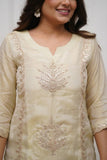 Royal Ivory Heavy Chinon Embroidered Kurta Palazzo Set with Dupatta