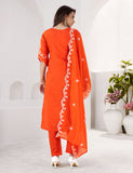 Sunset Orange Floral Elegance Suit Set