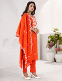 Sunset Orange Floral Elegance Suit Set