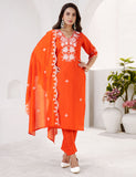 Sunset Orange Floral Elegance Suit Set