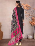 Royal Black Embroidered Kurta Pant Set with Vibrant Patola Inspired Dupatta for Festive & Traditional Wear