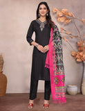 Royal Black Embroidered Kurta Pant Set with Vibrant Patola Inspired Dupatta for Festive & Traditional Wear