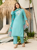 Serenity Blue Floral Printed Designer Kurta Set