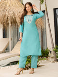Serenity Blue Floral Printed Designer Kurta Set