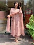 Premium Peach Designer Embroidered Ethnic Kurta Set for Women