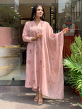 Premium Peach Designer Embroidered Ethnic Kurta Set for Women