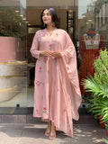 Premium Peach Designer Embroidered Ethnic Kurta Set for Women