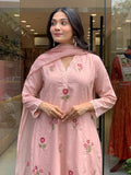 Premium Peach Designer Embroidered Ethnic Kurta Set for Women