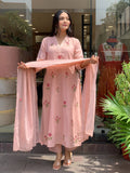 Premium Peach Designer Embroidered Ethnic Kurta Set for Women