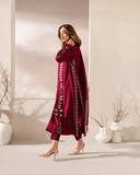Royal Wine Embroidered Straight Kurta Set