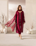Royal Wine Embroidered Straight Kurta Set