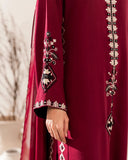 Royal Wine Embroidered Straight Kurta Set