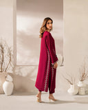 Royal Wine Embroidered Straight Kurta Set