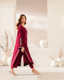 Royal Wine Embroidered Straight Kurta Set