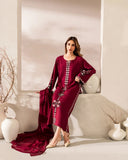 Royal Wine Embroidered Straight Kurta Set