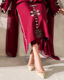 Royal Wine Embroidered Straight Kurta Set